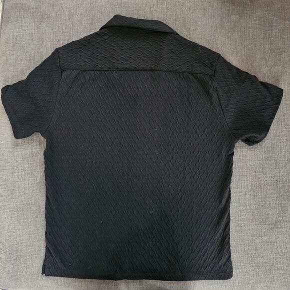 NWT Denim & Flower Men's Black Textured Knit Button-Down Shirt Size Large - Picture 2 of 5